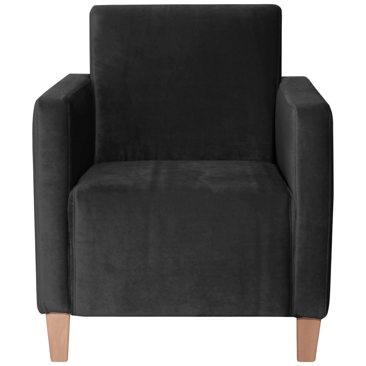 SESSEL MILLA - Schwarz/Naturfarben, Design, Holz/Textil (71/81/70cm) - Max Winzer