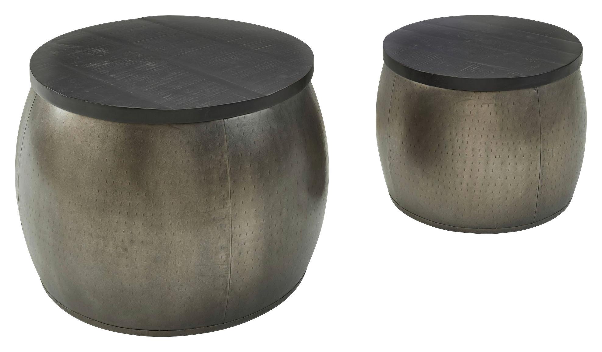 Couchtisch-Set Wohnling 2er- Set Holz - Silberfarben, MODERN, Holz/Metall (55/55/45cm) - MID.YOU