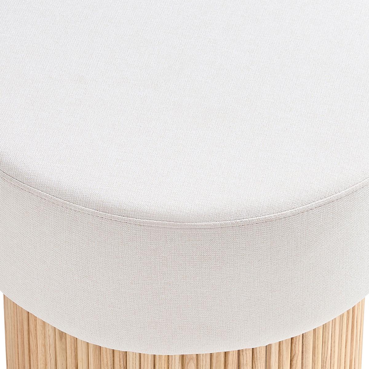 Tabure Japandi, Bela, Pravi Les - bela/naravne barve, Moderno, tekstil/leseni material (50/43/50cm) - Livetastic