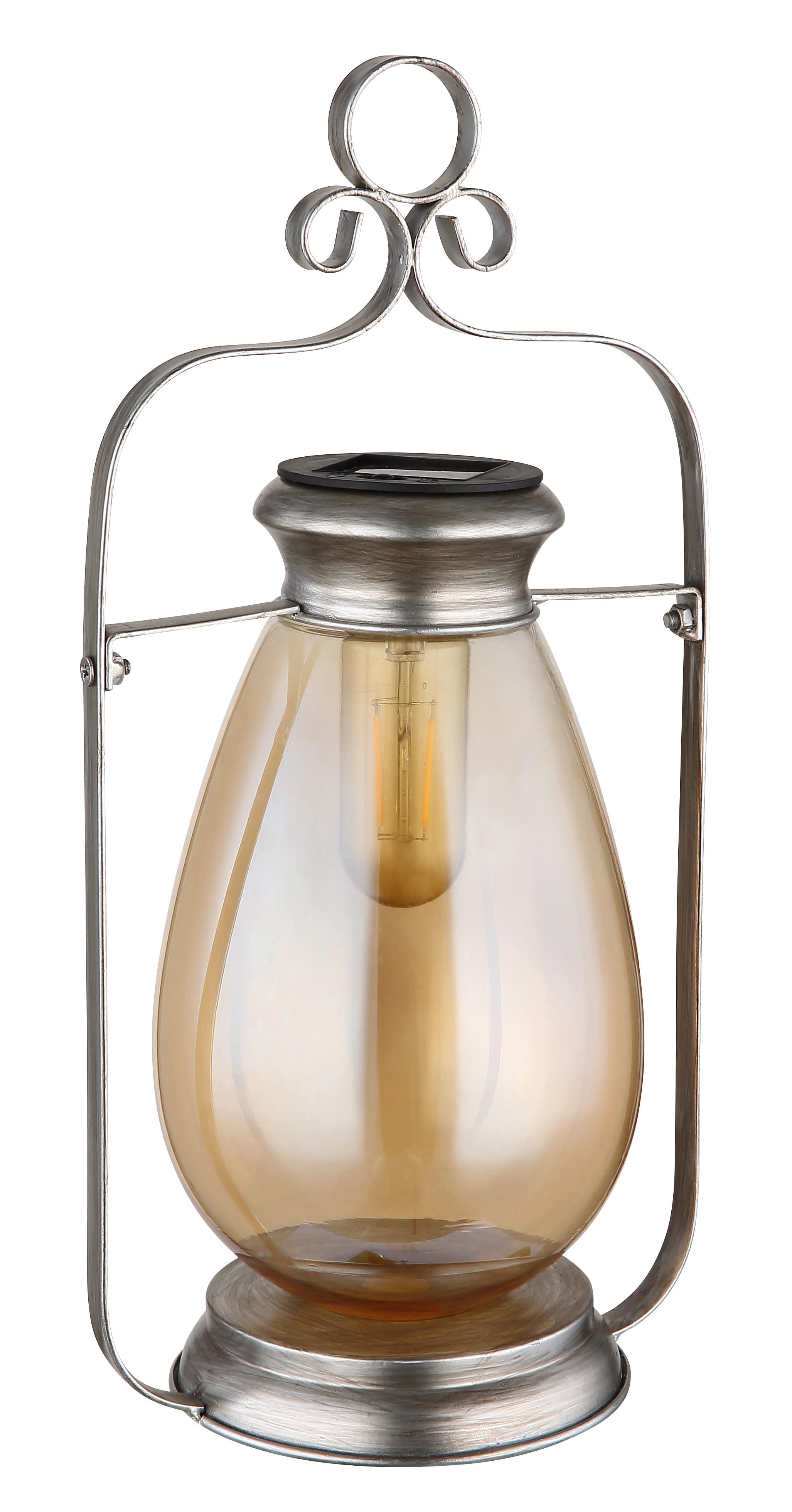 Solarleuchte 36647  Solar - Silberfarben/Schwarz, Design, Glas/Kunststoff (17/15/36,5cm) - Globo