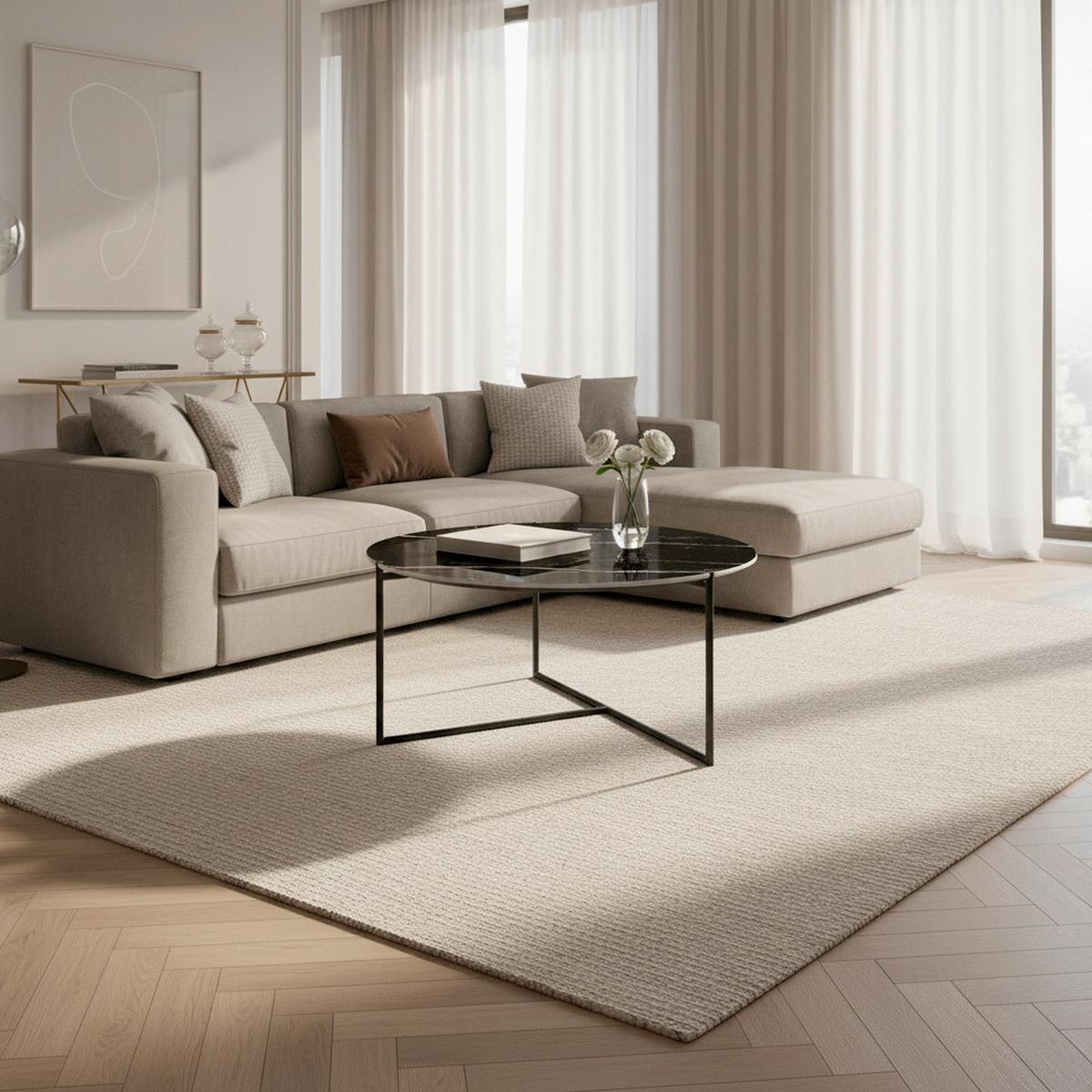 Couchtisch Nila Schwarz/Weiß Metall/Marmor rund - Schwarz/Weiß, MODERN, Keramik/Stein (79,5/79,5/39cm) - Bessagi Home