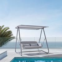 Hollywoodschaukel Ilva Blu Grau Outdoorstoff/Metall - Hellgrau, MODERN, Textil/Metall (178/175/142cm) - Bessagi Garden