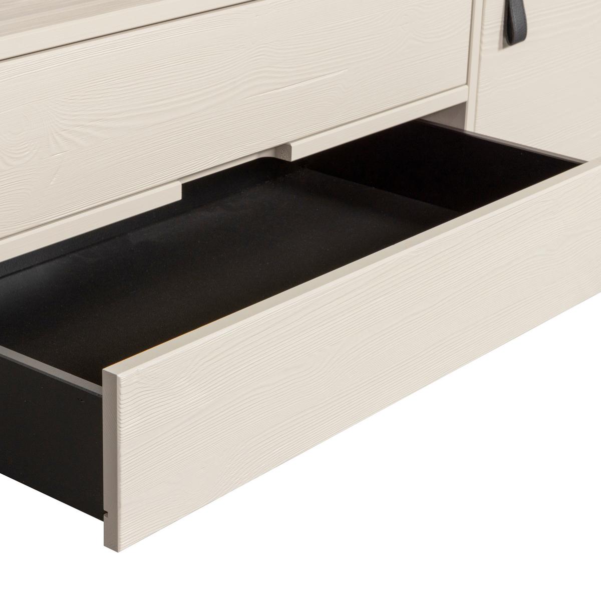 Lowboard Silas Hellgrau - Hellgrau/Schwarz, Design, Leder/Holz (120/55/44cm) - Livetastic