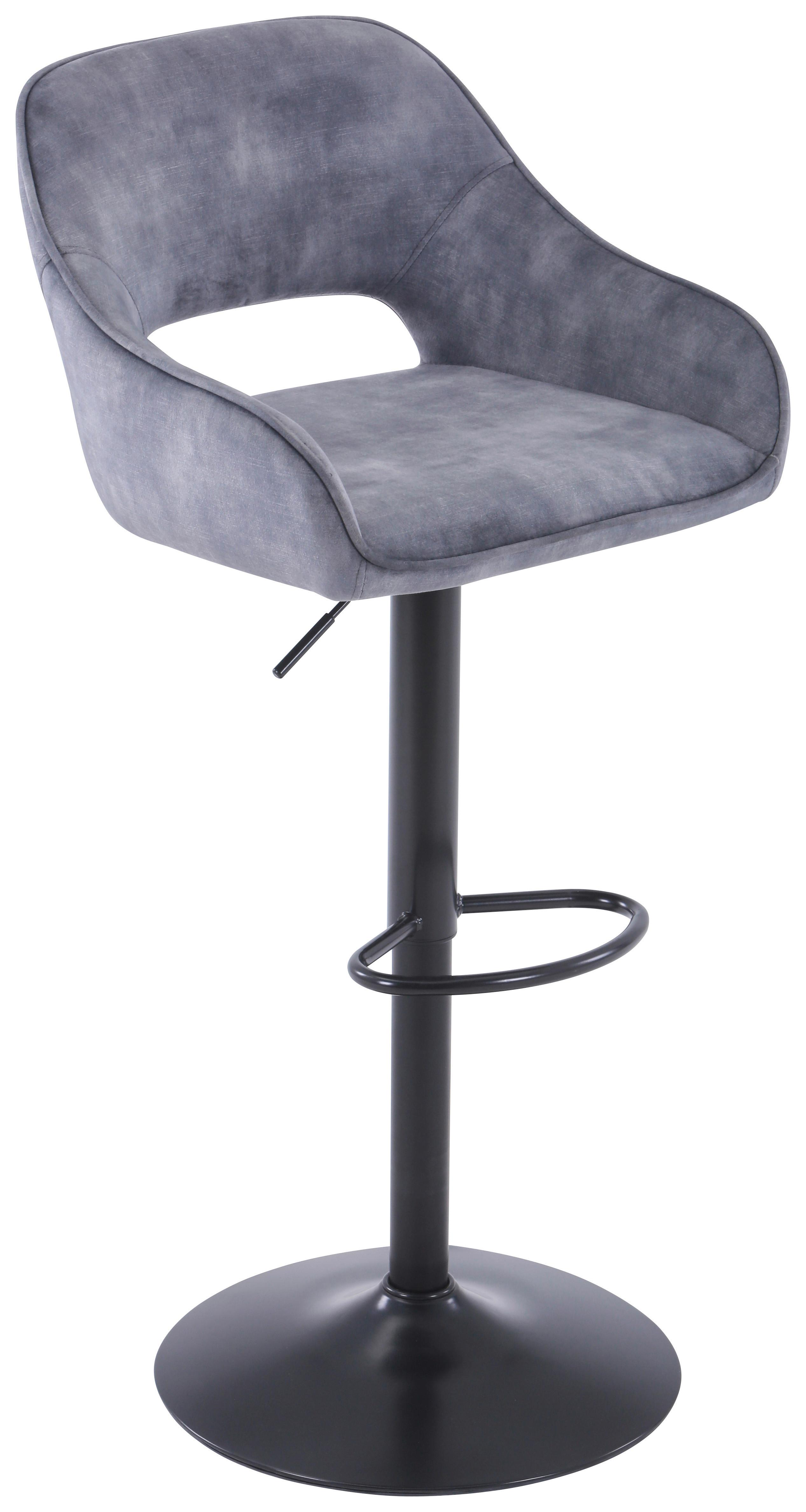 STOŁEK BAROWY HANNES - czarny/szary, Design, metal/tkanina (52/88,5-111/56cm) - Carryhome