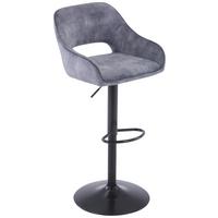 STOŁEK BAROWY HANNES - czarny/szary, Design, metal/tkanina (52/88,5-111/56cm) - Carryhome