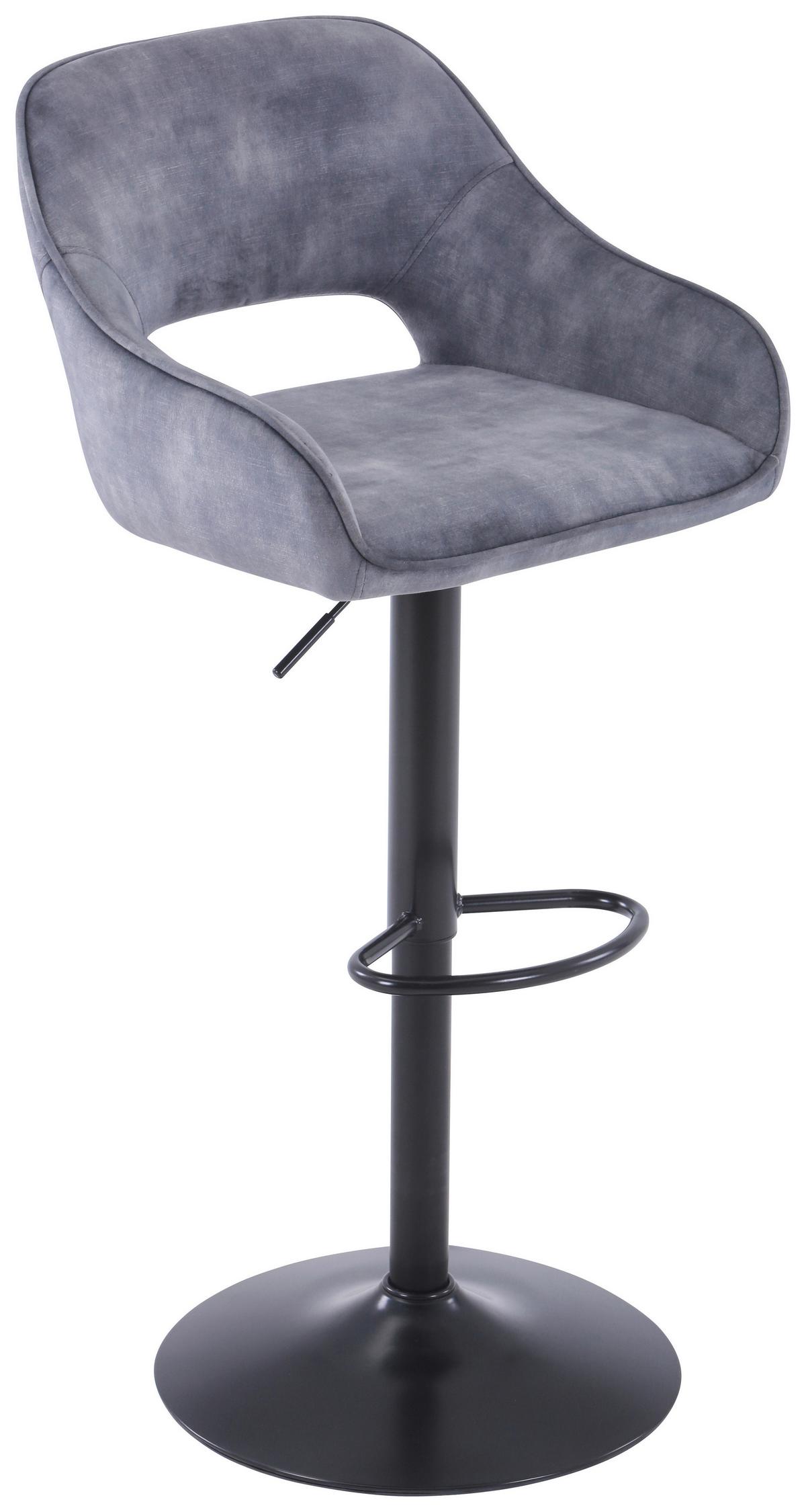 STOŁEK BAROWY HANNES - czarny/szary, Design, metal/tkanina (52/88,5-111/56cm) - Carryhome