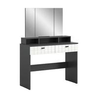 Toaletni Stolić Monte - srebrne boje/bijela visoki sjaj, Design, staklo/drvni materijal (100/142/42cm) - Modern Living