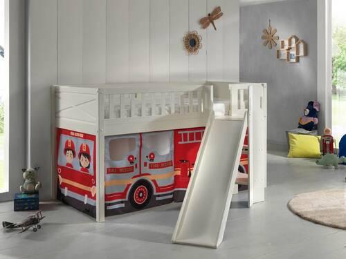 Spielbett Scott Fire Rescue ca. 90x200 cm Kiefer Weiß - Naturfarben/Weiß, ROMANTIK / LANDHAUS, Holz (90/200cm) - MID.YOU