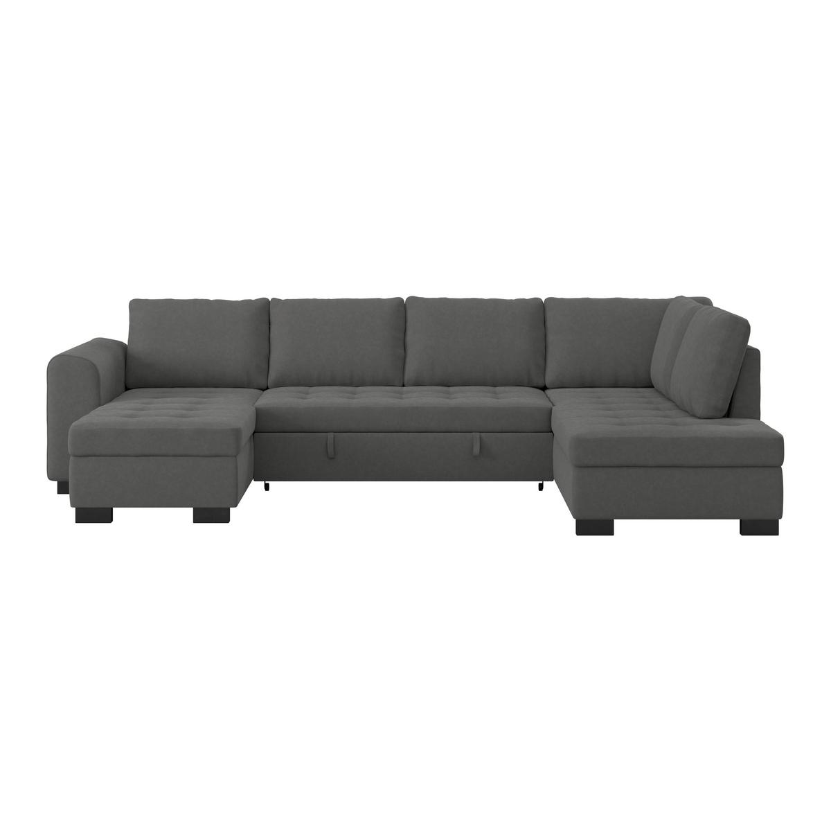 Sedežna Garnitura Malte, Siva, Ležišče, Predal, U Oblika - siva/črna, Moderno, umetna masa/tekstil (155/305/178cm) - Mömax