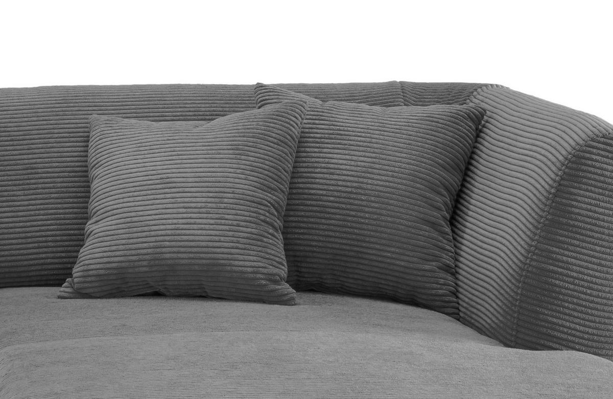 Wohnlandschaft Colori Grau Cord - Schwarz/Grau, MODERN, Holz/Textil (264/160cm) - MID.YOU