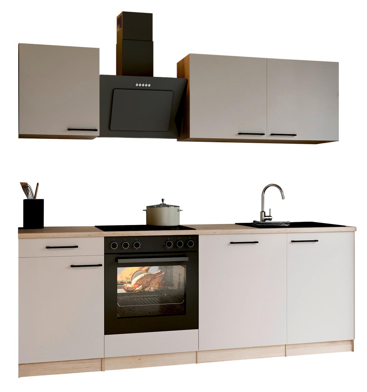 Küchenblock Merle m. Geräten Kaschmir - Kaschmir/Eichefarben, Trend, Holzwerkstoff/Metall (220cm) - Respekta