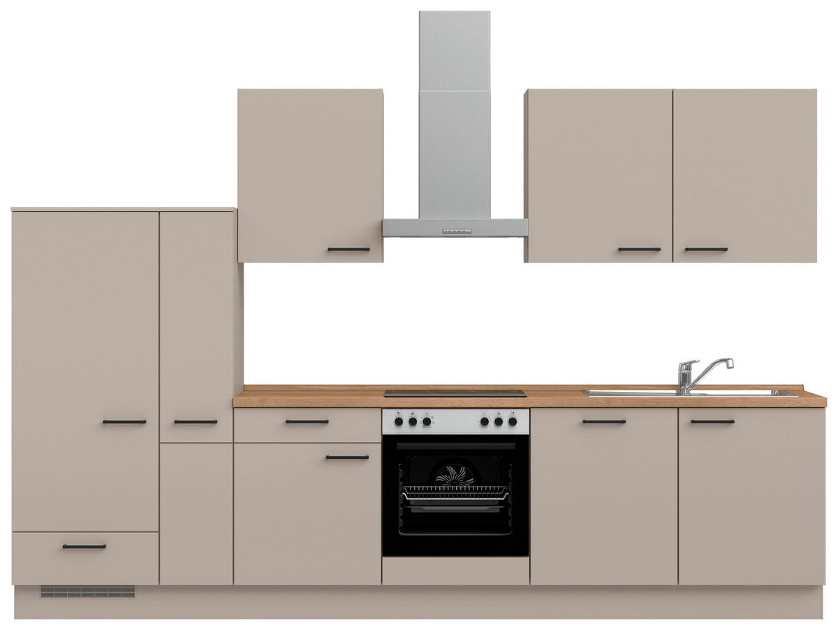 Küchenleerblock Easytouch Low o. Geräte Sandfarben - Sandfarben/Eichefarben, MODERN, Holzwerkstoff/Metall (330cm) - Nobilia