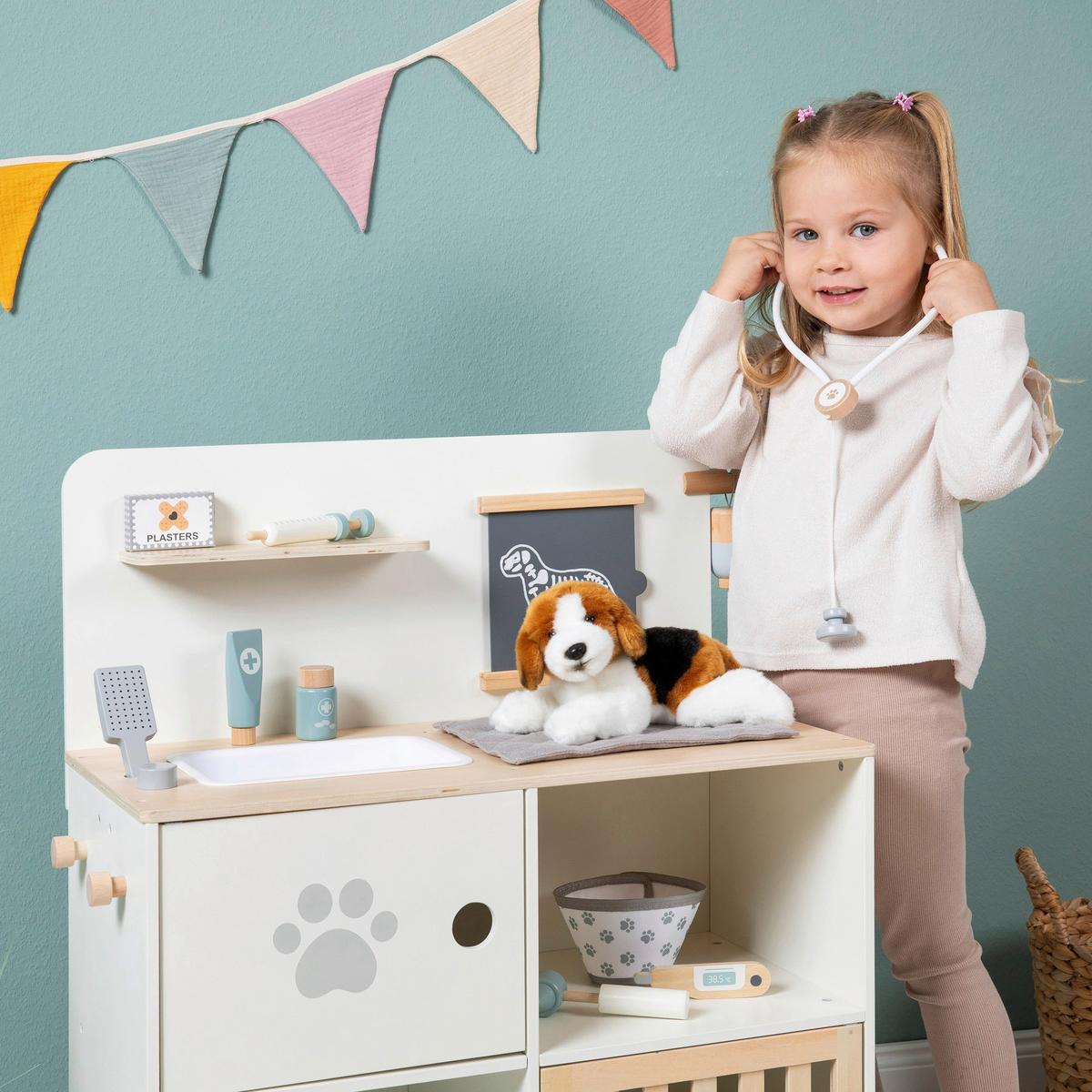 ZESTAW LEKARSKI W WALIZCE TIERARZT ZUB. SET MENTHA - kolor naturalny/biały, Basics, drewno (19/16cm) - MUSTERKIND