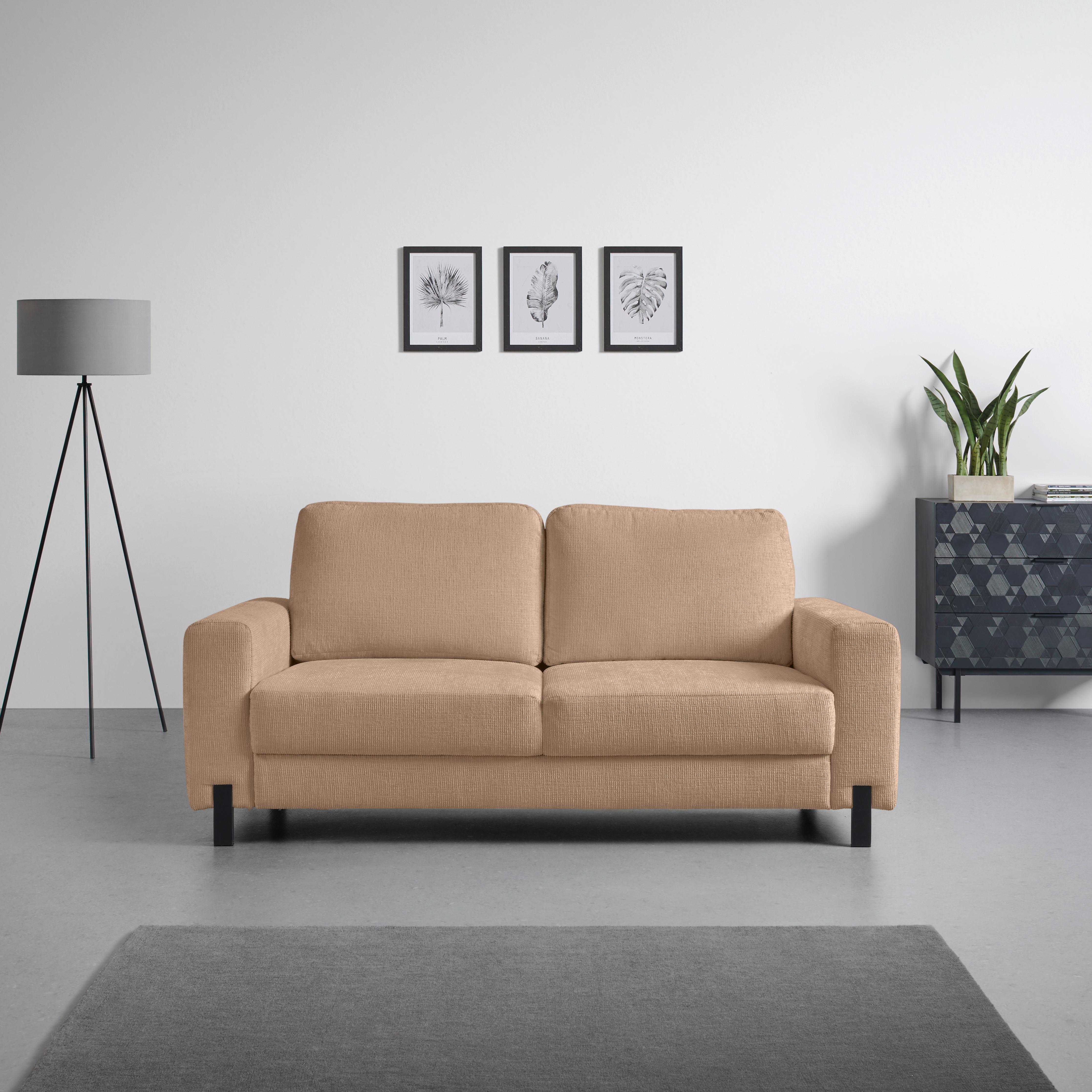 2-Sitzer-Sofa Piega Sandfarben - Sandfarben/Schwarz, MODERN, Textil/Metall (189/66-87/96cm) - Mömax