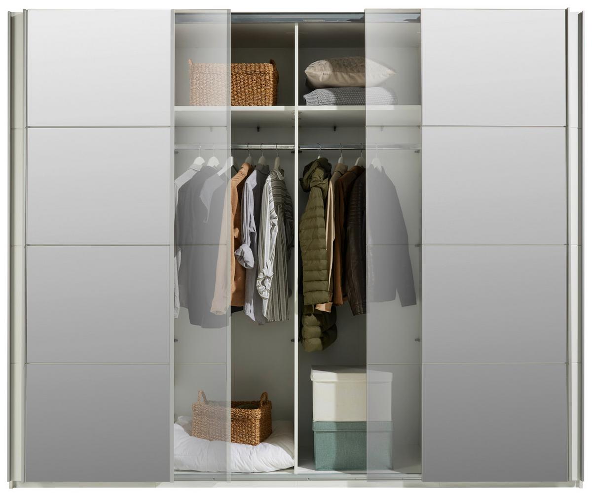 Schwebetürenschrank in Weiss - Weiss/Alufarben, Konventionell, Holzwerkstoff/Metall (270/226/60cm) - Premium Living