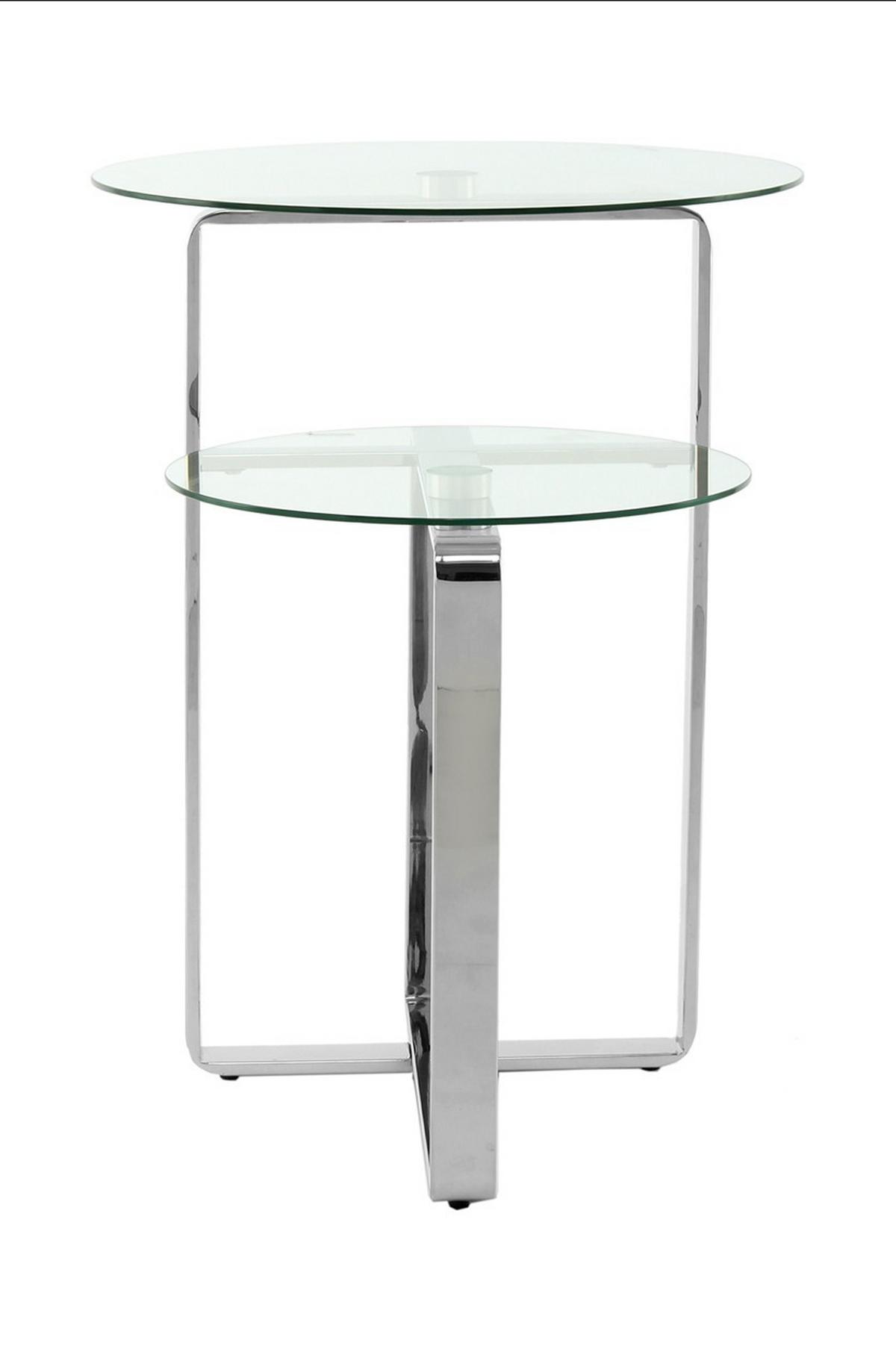 Beistelltisch Catrice 100 Silber - Silberfarben, Design, Glas/Metall (59/60/59cm) - Kayoom