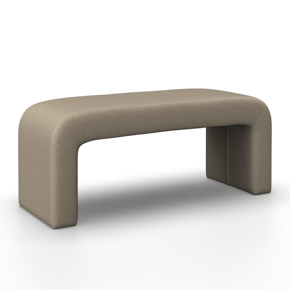 Hockerbank Janina Braun Boucle Gepolstert - Braun, MODERN, Holz/Textil (110/46/41cm) - Bessagi Home