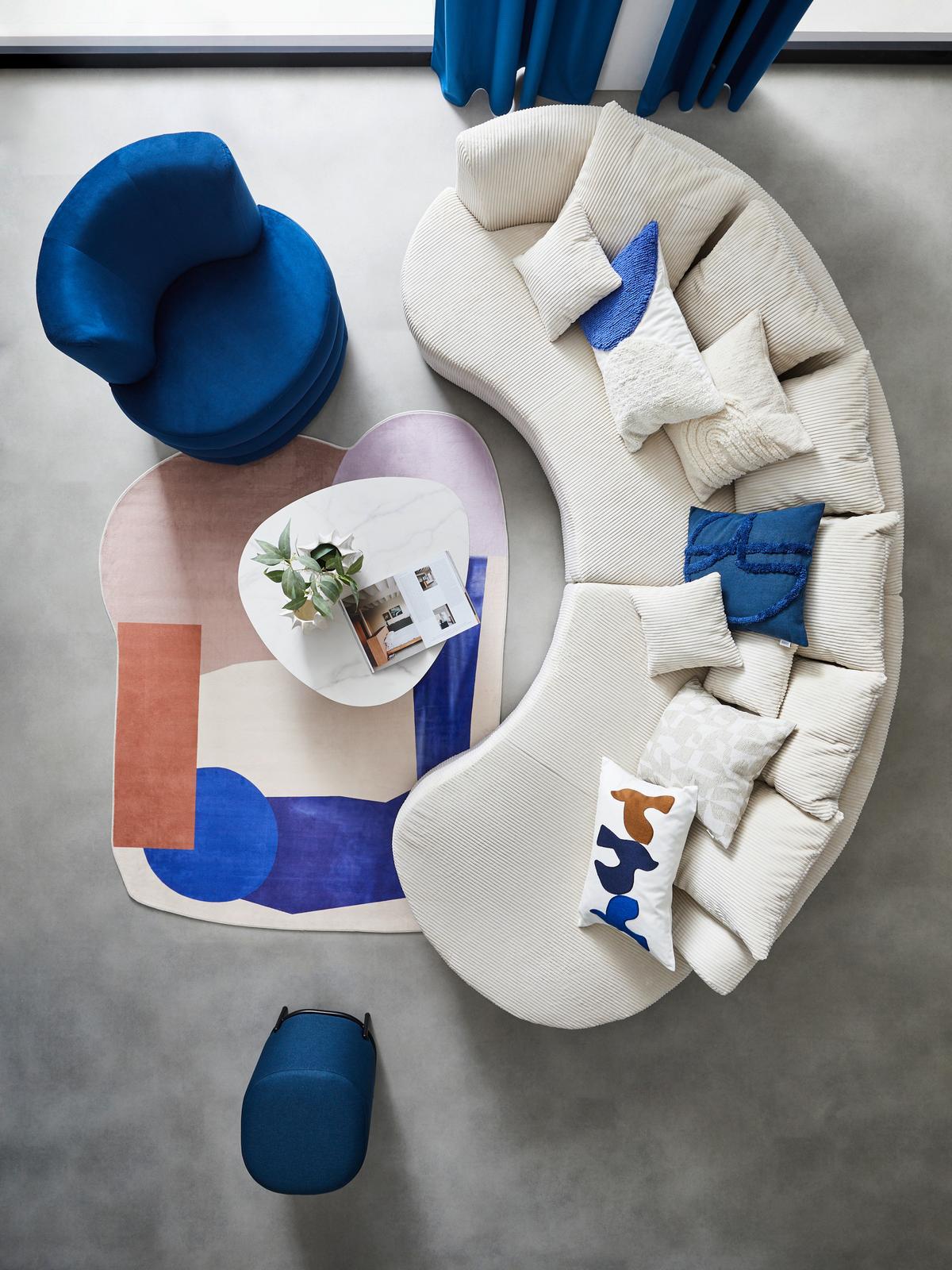 Wohnlandschaft Limoncello m. Hocker ca.300x160cm Beige Cord - Beige/Schwarz, Design, Kunststoff/Textil (300/160cm) - Livetastic