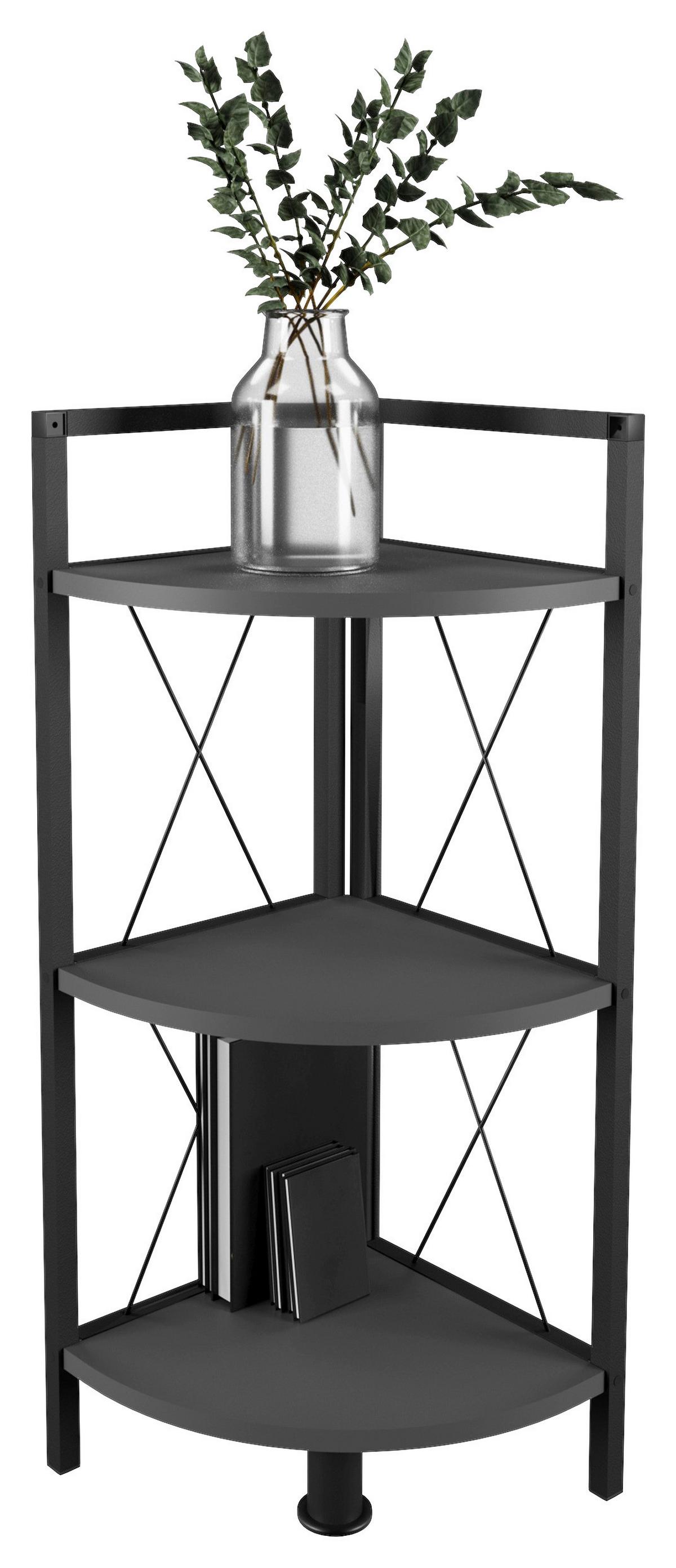 Eckregal INSASI Anthrazit ca. 34x87x34 cm - Anthrazit/Schwarz, Design, Holzwerkstoff/Metall (34/87/34cm) - MID.YOU