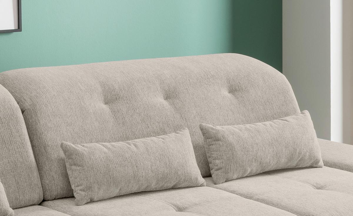 Ecksofa Dalida Beige Chenille m. Bettkasten - Chromfarben/Beige, Design, Textil/Metall (254/280cm) - Livetastic