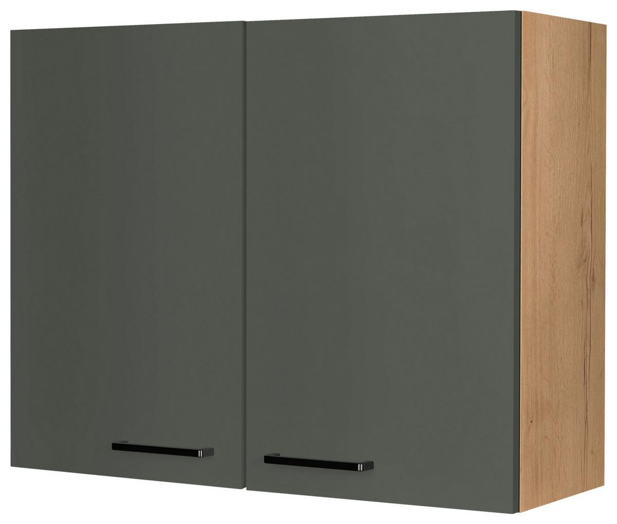Küchenoberschrank Easytouch Grün - Eichefarben/Schwarz, MODERN, Holzwerkstoff/Metall (90/72/35cm) - Nobilia