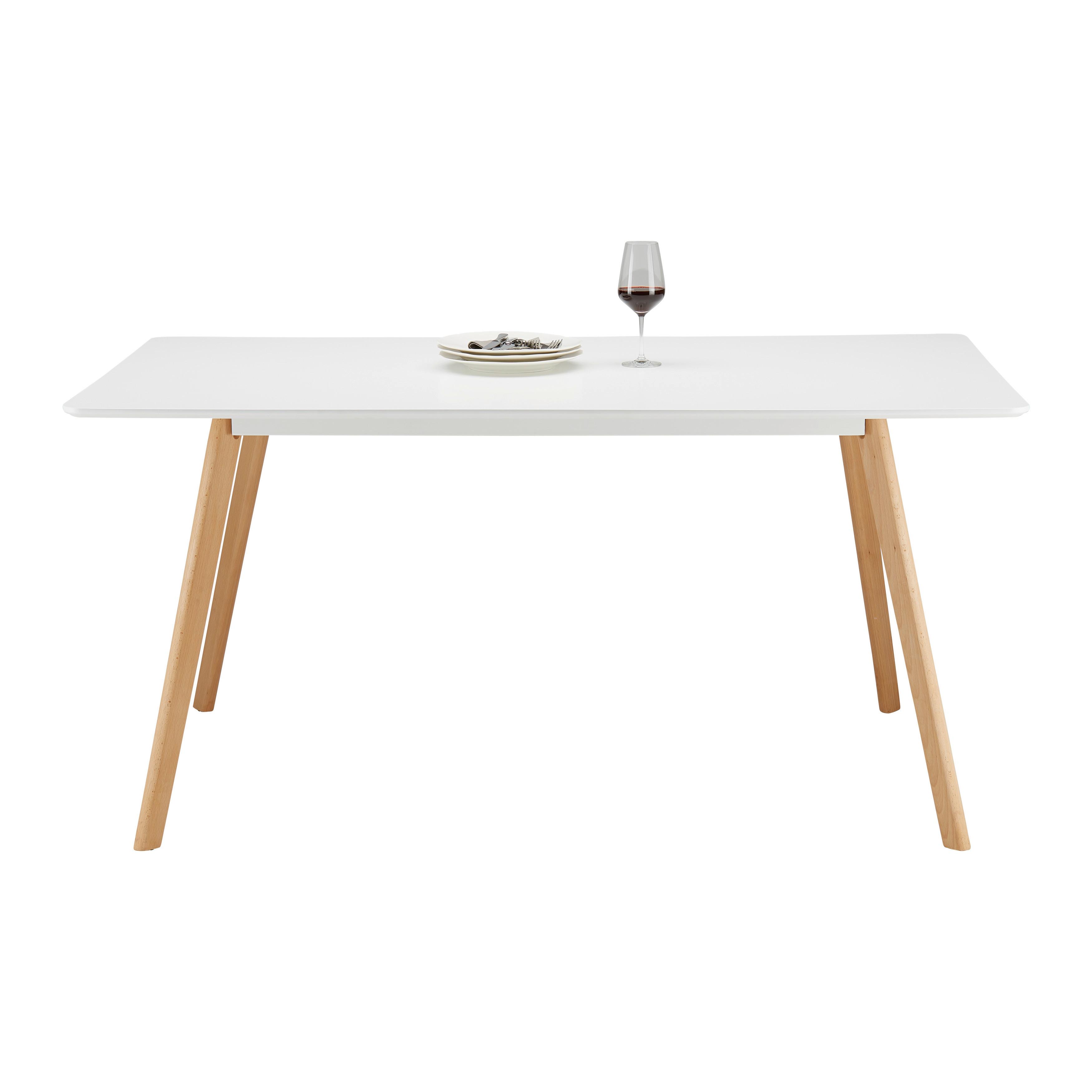 Esstisch weiss "Frieda" - Weiss/Buchefarben, Modern, Holz/Holzwerkstoff (160/90/76cm) - Bessagi Home