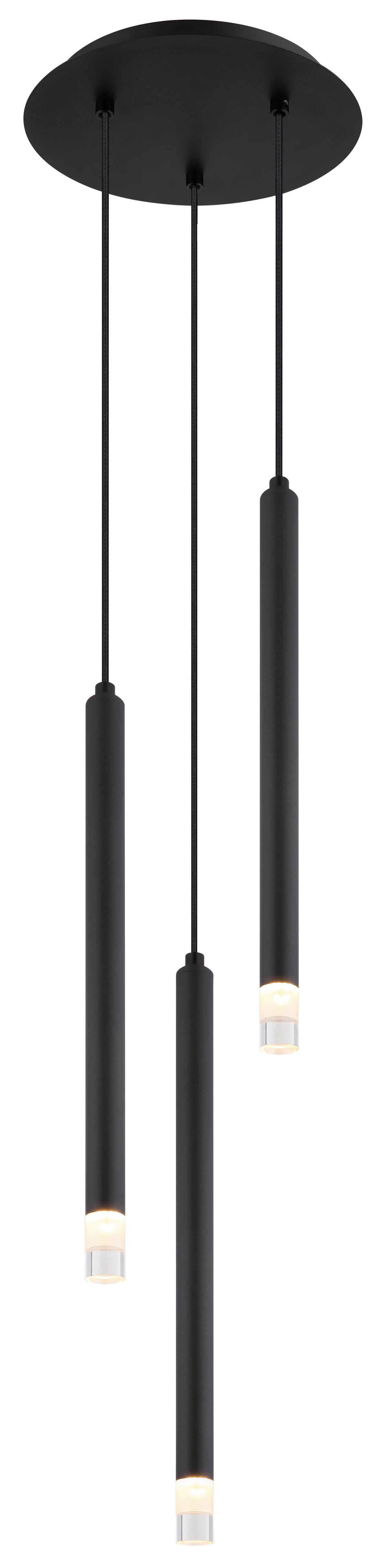 Hängeleuchte Blake Schwarz max. 4 Watt - Klar/Schwarz, Basics, Kunststoff/Textil (24/120cm) - Globo