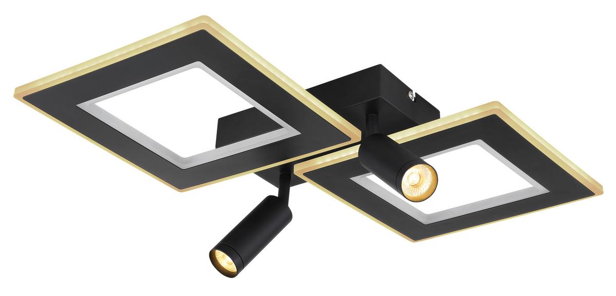 LED-Deckenleuchte Marian Opal/Schwarz max. 40 Watt - Opal/Schwarz, Design, Kunststoff/Metall (54/41/11,5cm) - Globo