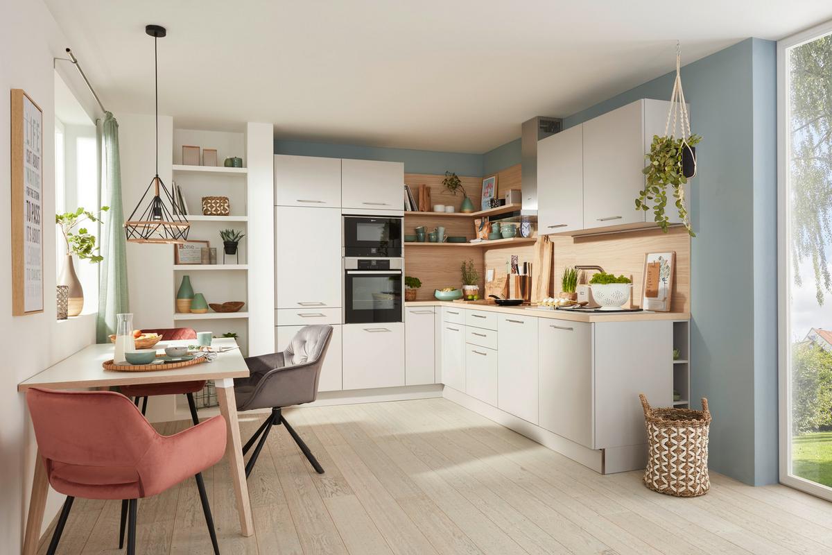 Kuhinja Po Meri Manhattan Uni - platinaste barve/srebrne barve, Moderno, leseni material (230/295cm) - Nolte Küchen