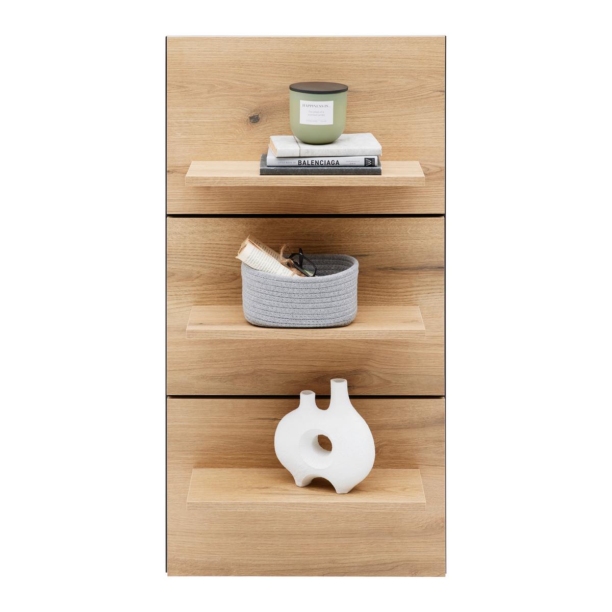 Wandboard Mateo Schwarz/Eichefarben - Eichefarben/Schwarz, MODERN, Holzwerkstoff (50/95,5/18,2cm) - Mömax