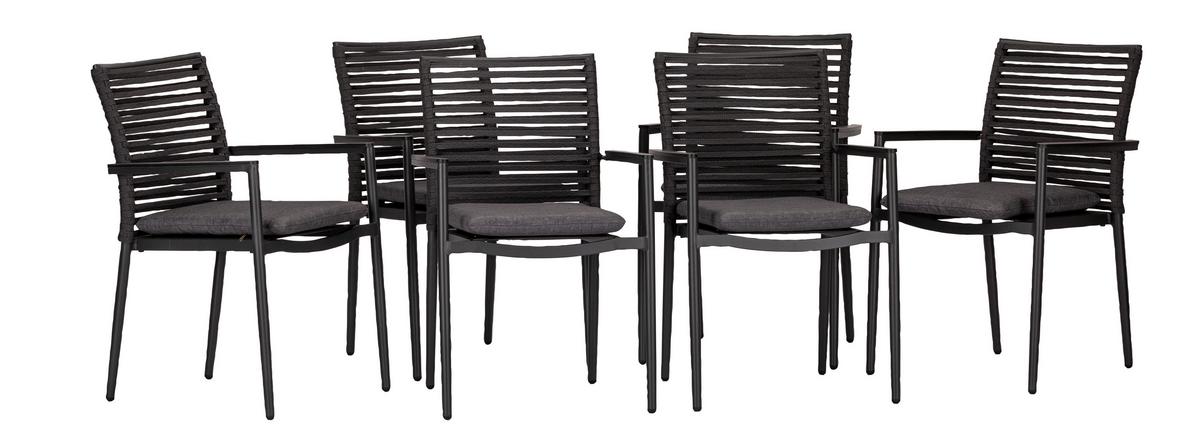 Vrtni Stol New Jersey, 6-Delni Set, Antracit - temno siva/antracit, Basics, kovina/umetna masa (61/57/86cm) - Acamp