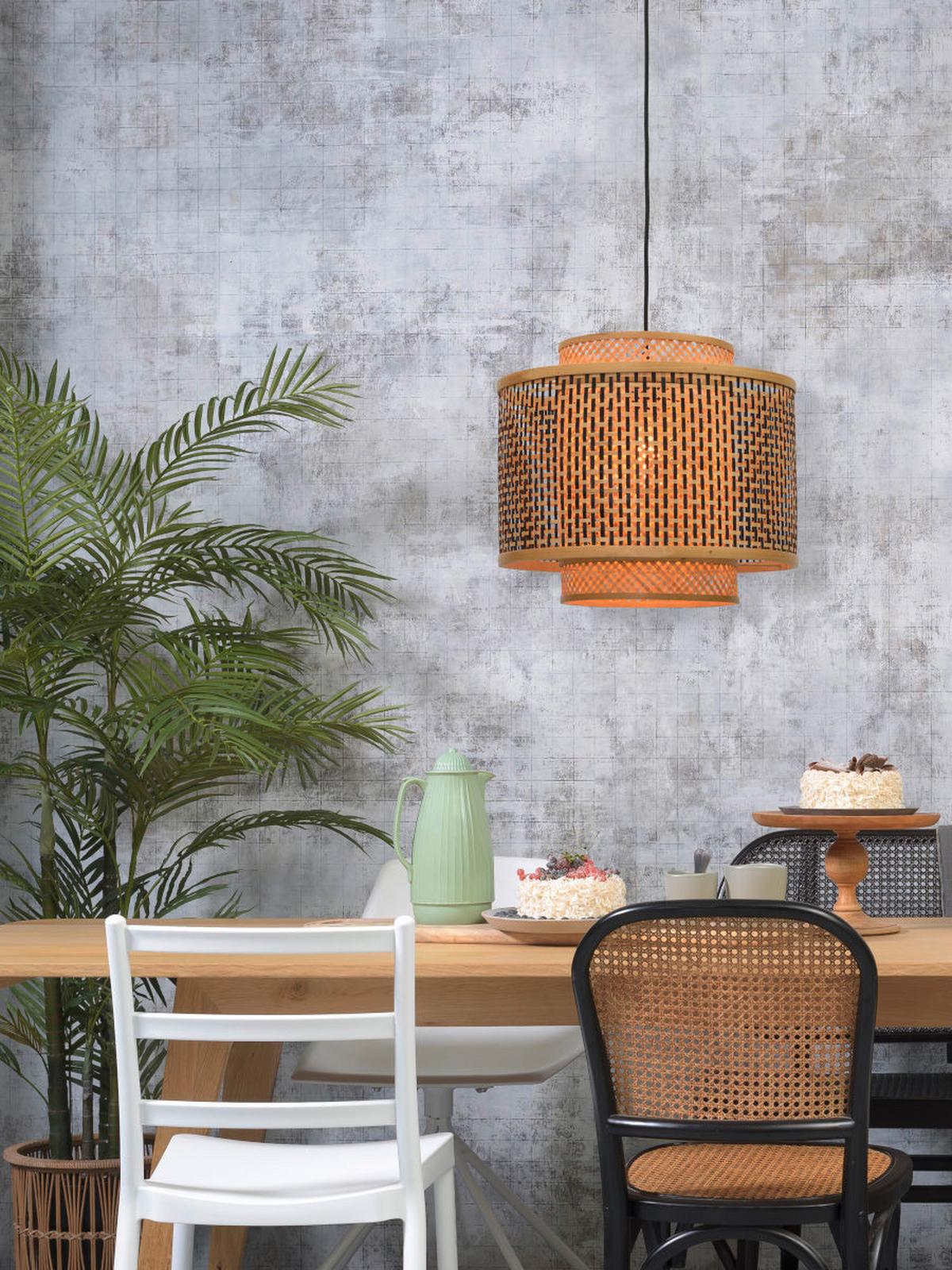 Viseča Svetilka Bhutan, Črna, Bambus - črna/rjava, Design, naravni materiali (43/243/41,5cm) - Good & Mojo