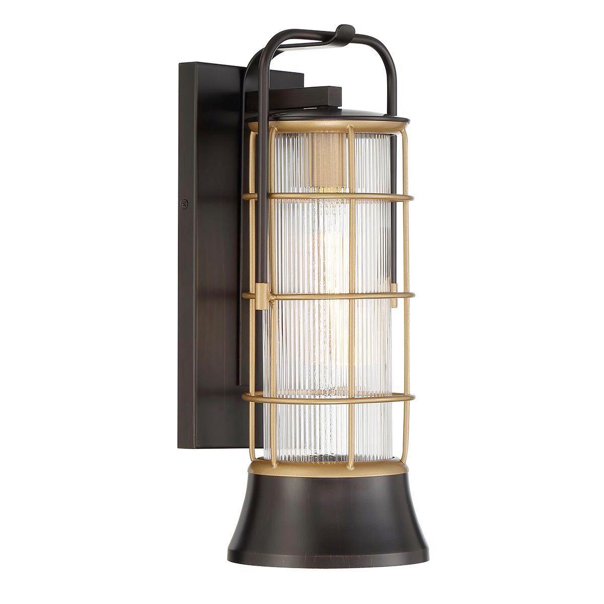 Kültéri Falilámpa Qn-Rivamar-M-Blk-Gd - többszínű, Konventionell, üveg/fém (41,1/15,3/18,4cm) - Elstead Lighting