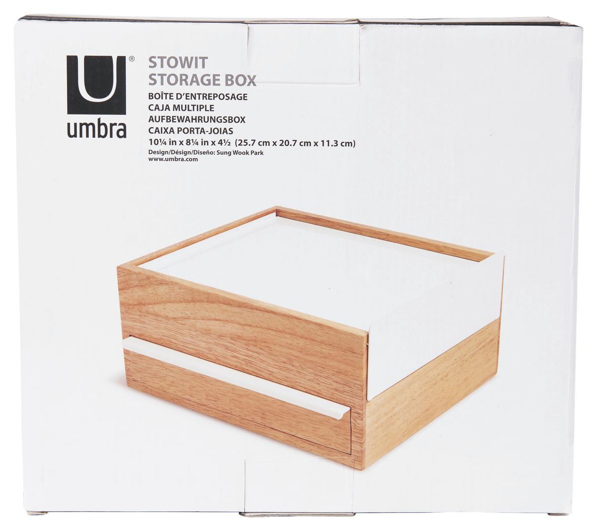 Schmuckbox Weiß/Naturfarben - Naturfarben/Weiß, Design, Holz/Metall (22,1/11,9/25,9cm) - Umbra