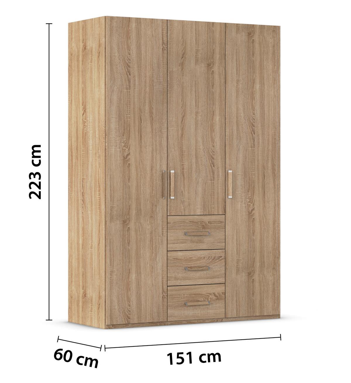 Omara S Klasičnimi Vrati Evelyn, Barva Hrasta - srebrne barve/hrast sonoma, Design, umetna masa/leseni material (151/223/60cm) - Novel