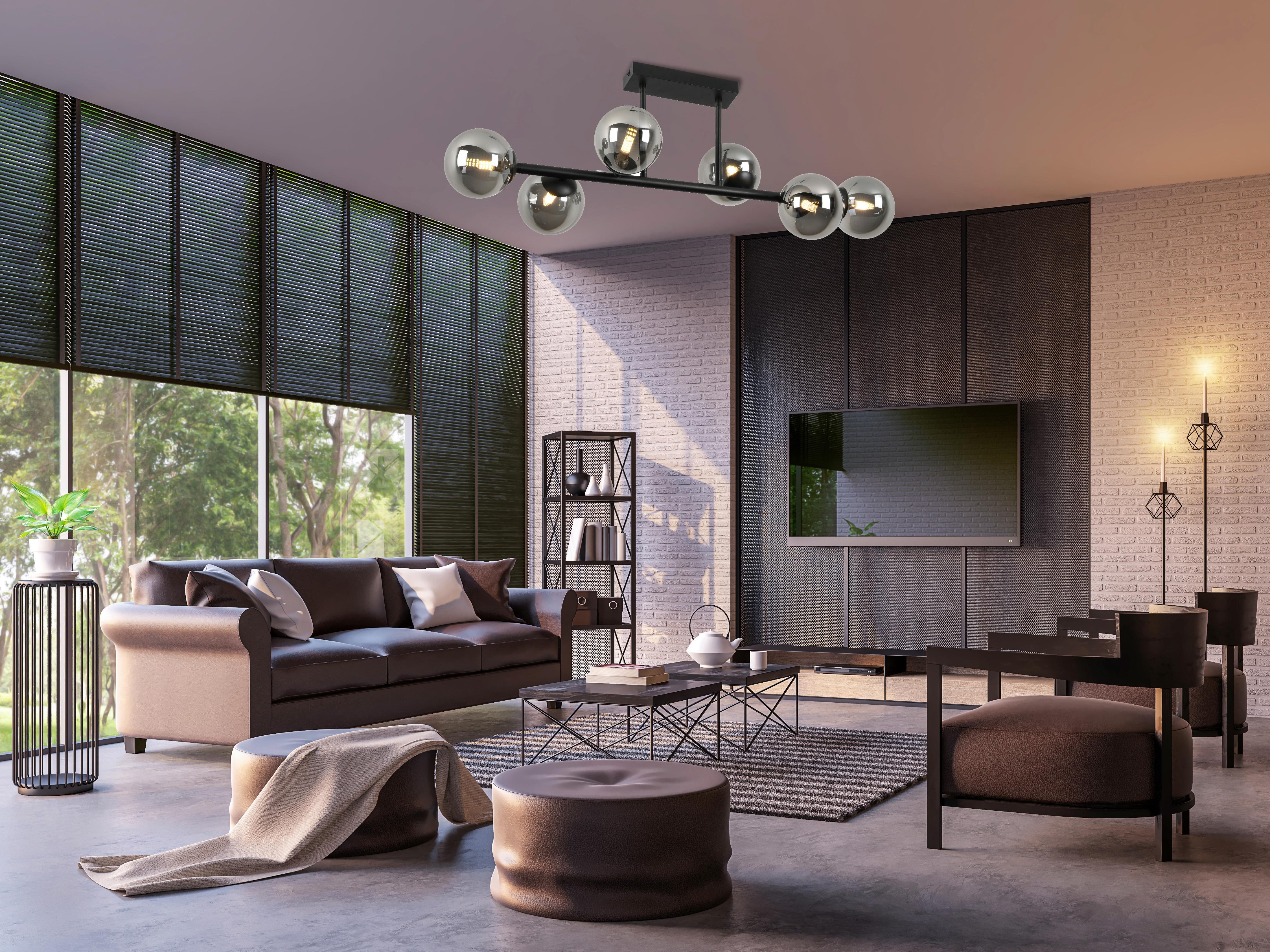 Deckenleuchte Lisib in Schwarz/Chrom max. 10 Watt - Chromfarben/Schwarz, Modern, Glas/Metall (85/28/27cm) - Modern Living