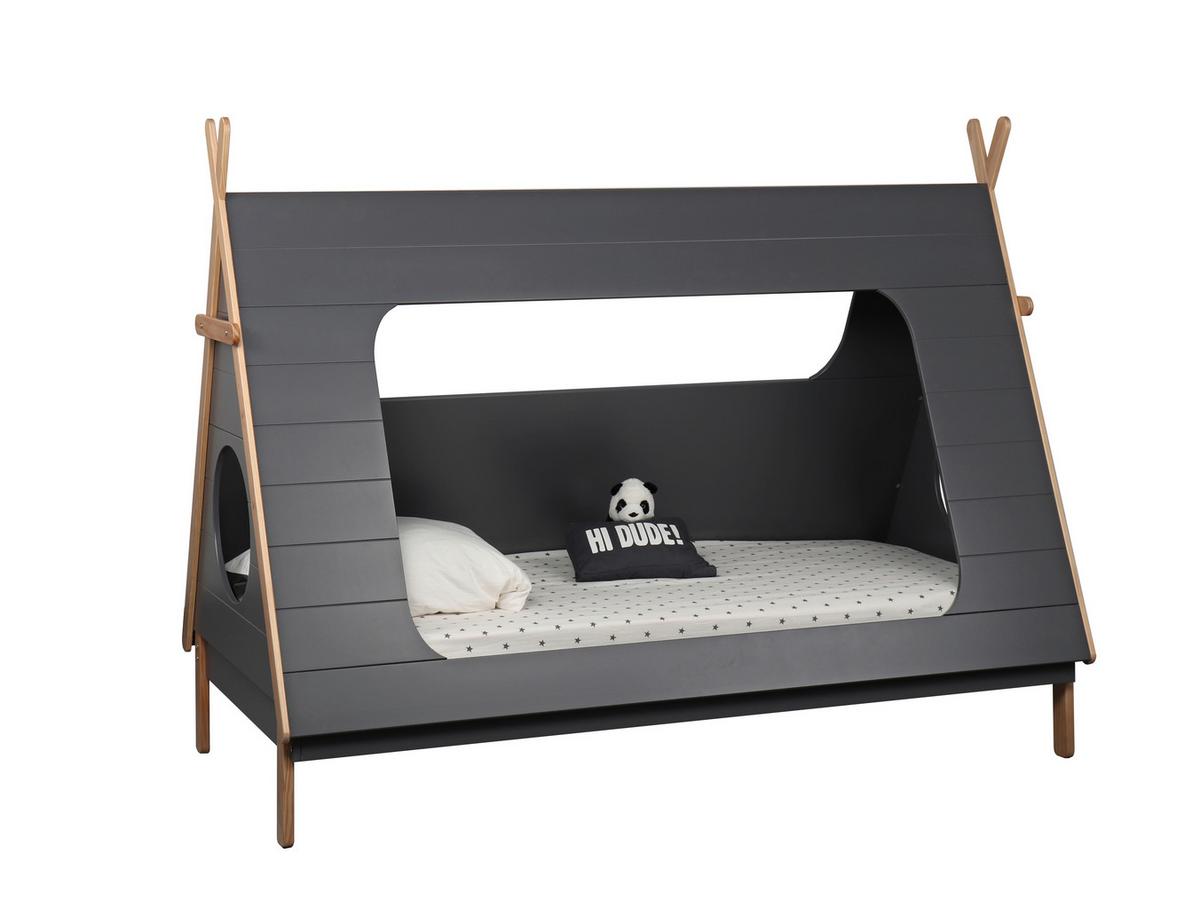 Hausbett ca. 90x200 cm Dunkelgrau/Naturfarben - Dunkelgrau/Naturfarben, Design, Holz/Holzwerkstoff (90/200cm) - Livetastic