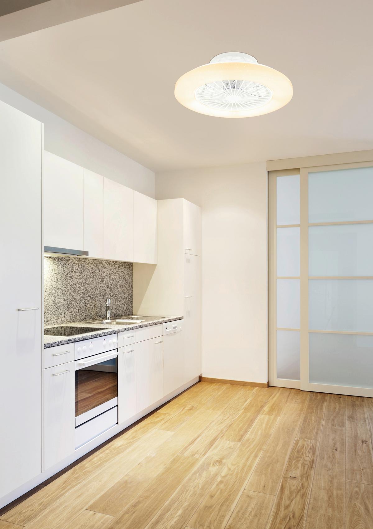 Stropni Ventilator 03628 - srebrne barve/bela, Basics, kovina/umetna masa (50/17,5cm) - Globo