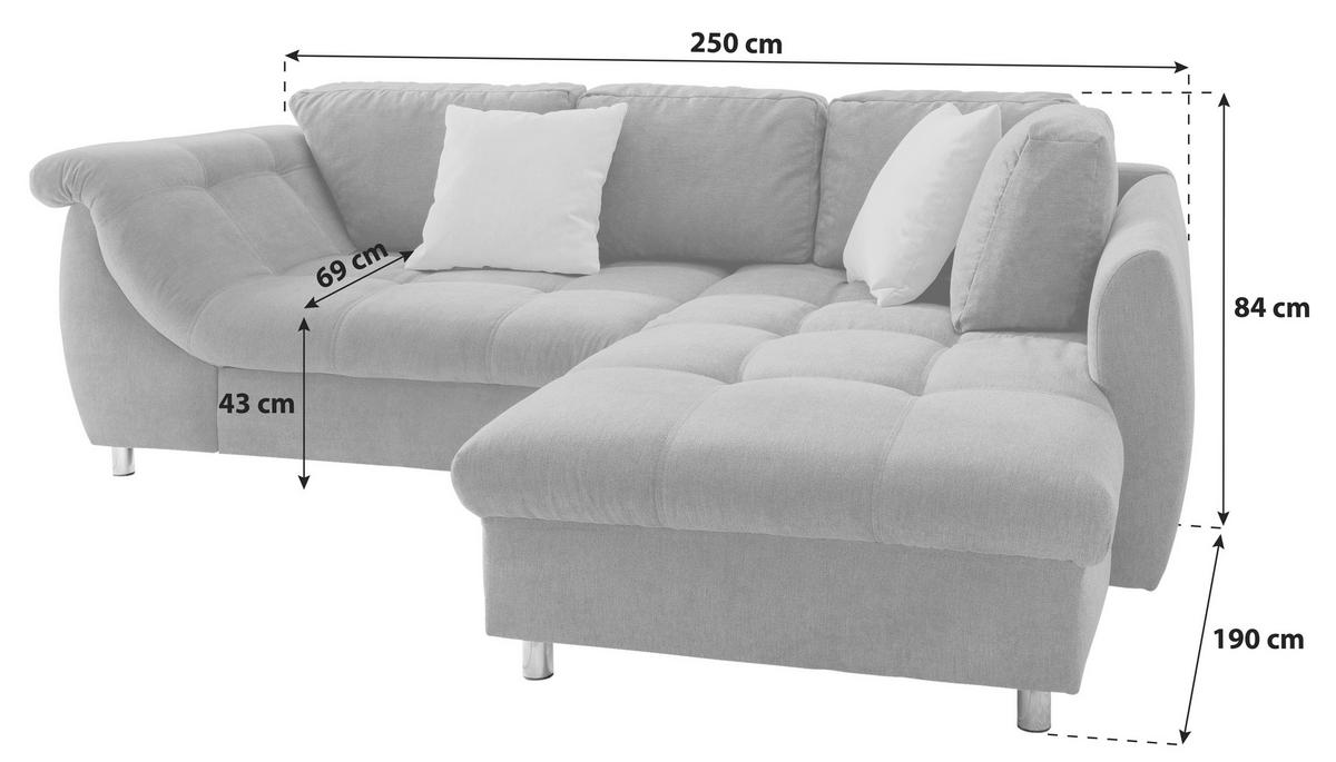 Sedežna Garnitura Agira, Antracit, Ležišče - barve kroma/modra, Design, tekstil (250/190cm) - Modern Living