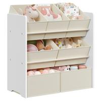 Kinderregal in Weiß, Beige ca. 62,5x60x29,5 cm - Beige/Weiß, MODERN, Holzwerkstoff/Textil (62,5/60/29,5cm) - MID.YOU