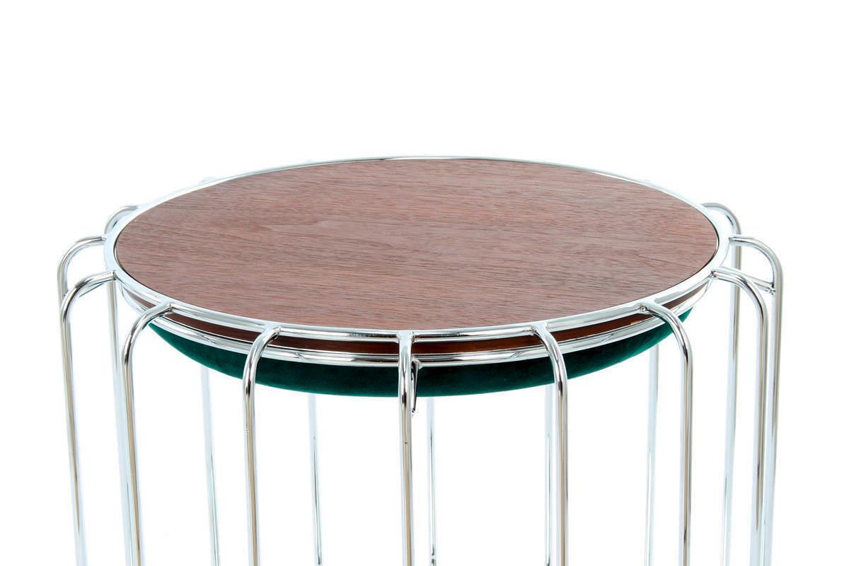 BEISTELLTISCH DJP68 - Dunkelgrün/Silberfarben, Basics, Glas/Holzwerkstoff (50/50/45cm) - Kayoom