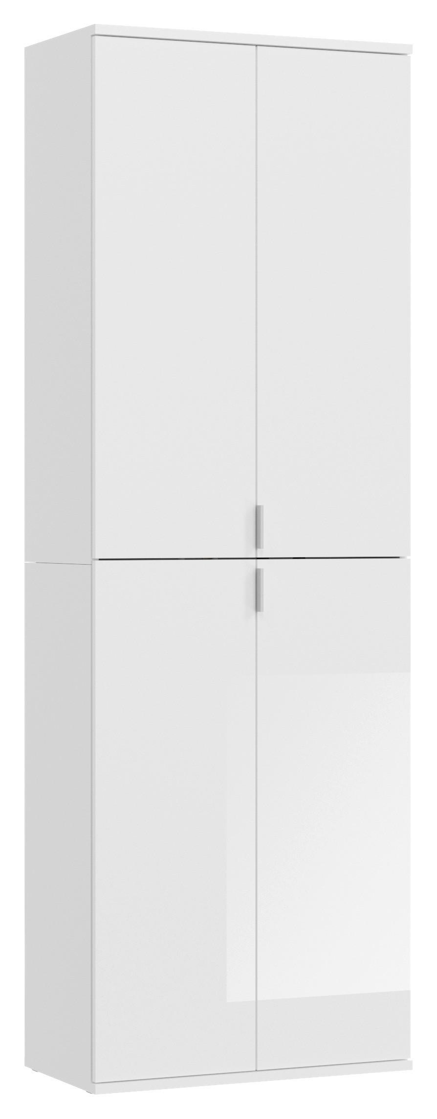 Mehrzweckschrank in Weiß - Weiss Hochglanz/Chromfarben, Modern, Holzwerkstoff/Metall (61/199/34cm) - Based