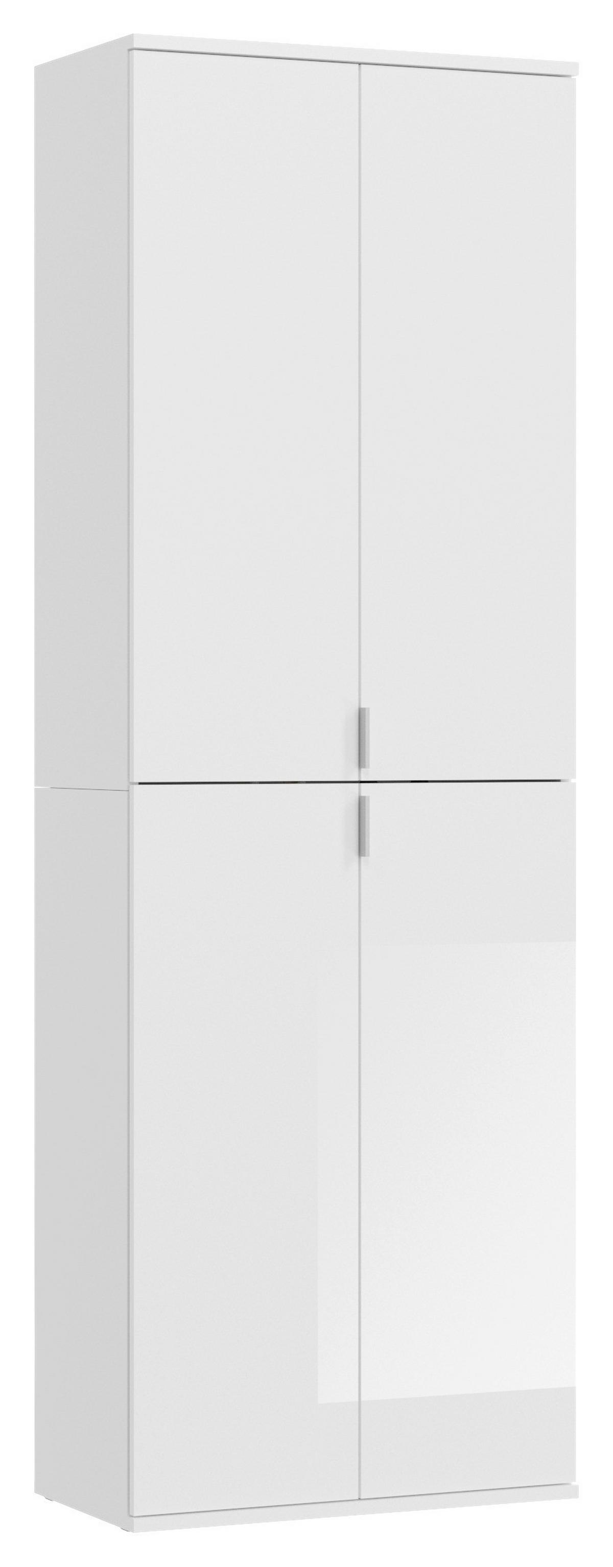 Mehrzweckschrank in Weiß - Weiss Hochglanz/Chromfarben, Modern, Holzwerkstoff/Metall (61/199/34cm) - Based