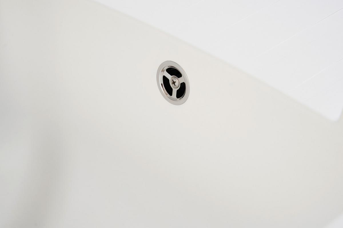 Spüle Boston Weiß Kunststein B: ca. 86 cm - Weiß, Trend, Glas/Kunststoff (86/20/50cm) - Respekta