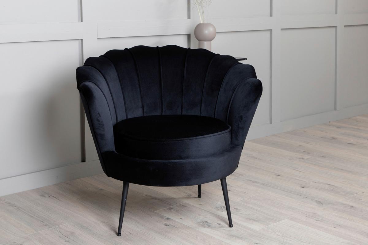 Sessel Calais ca. 83x76 cm Schwarz Samt - Schwarz, Design, Textil/Metall (83/76/77cm) - Livetastic