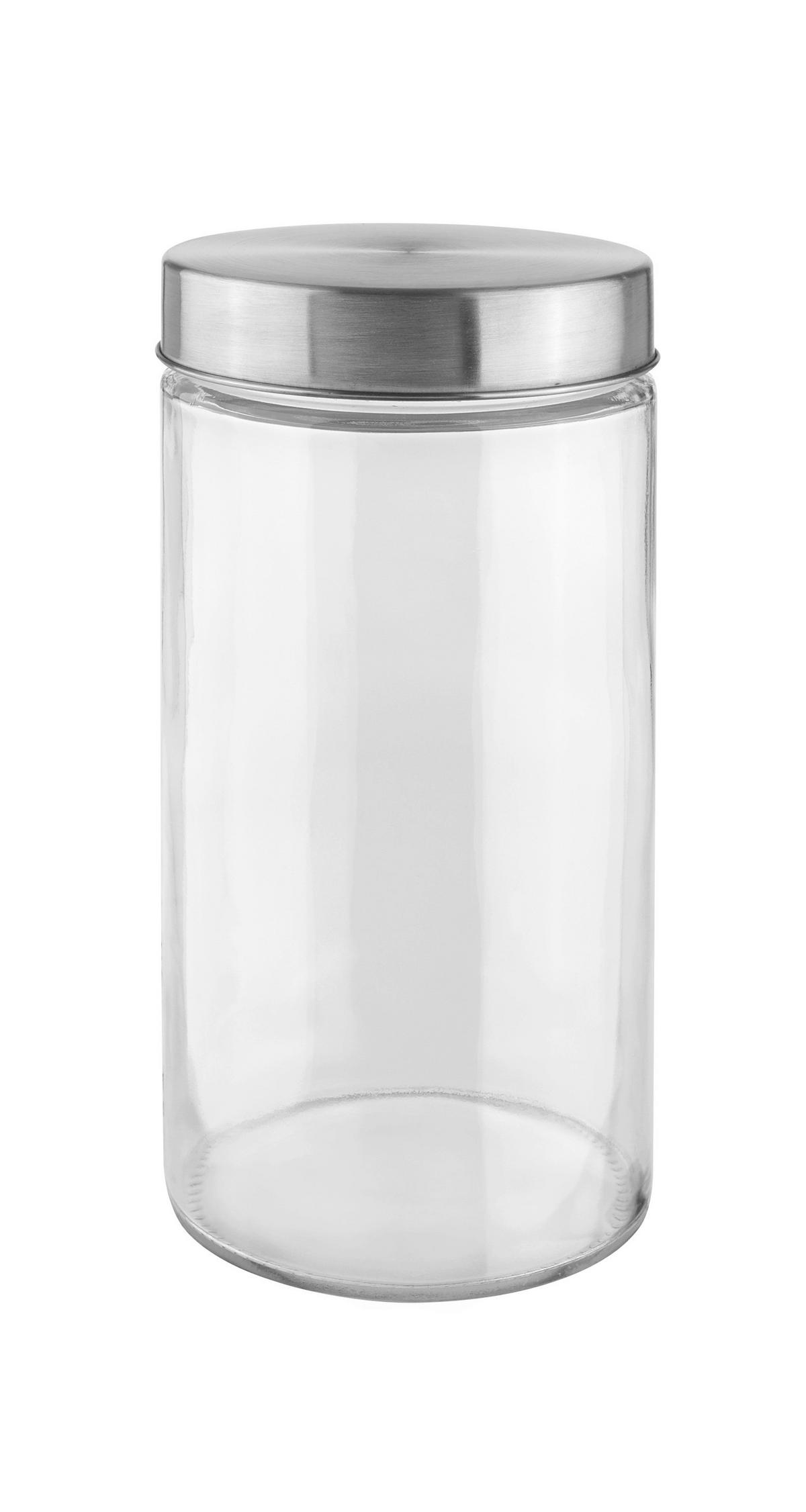 Vorratsdose Magnus aus Glas ca. 1,45l - Klar/Edelstahlfarben, MODERN, Glas/Metall (11,5/22,5cm) - Mömax