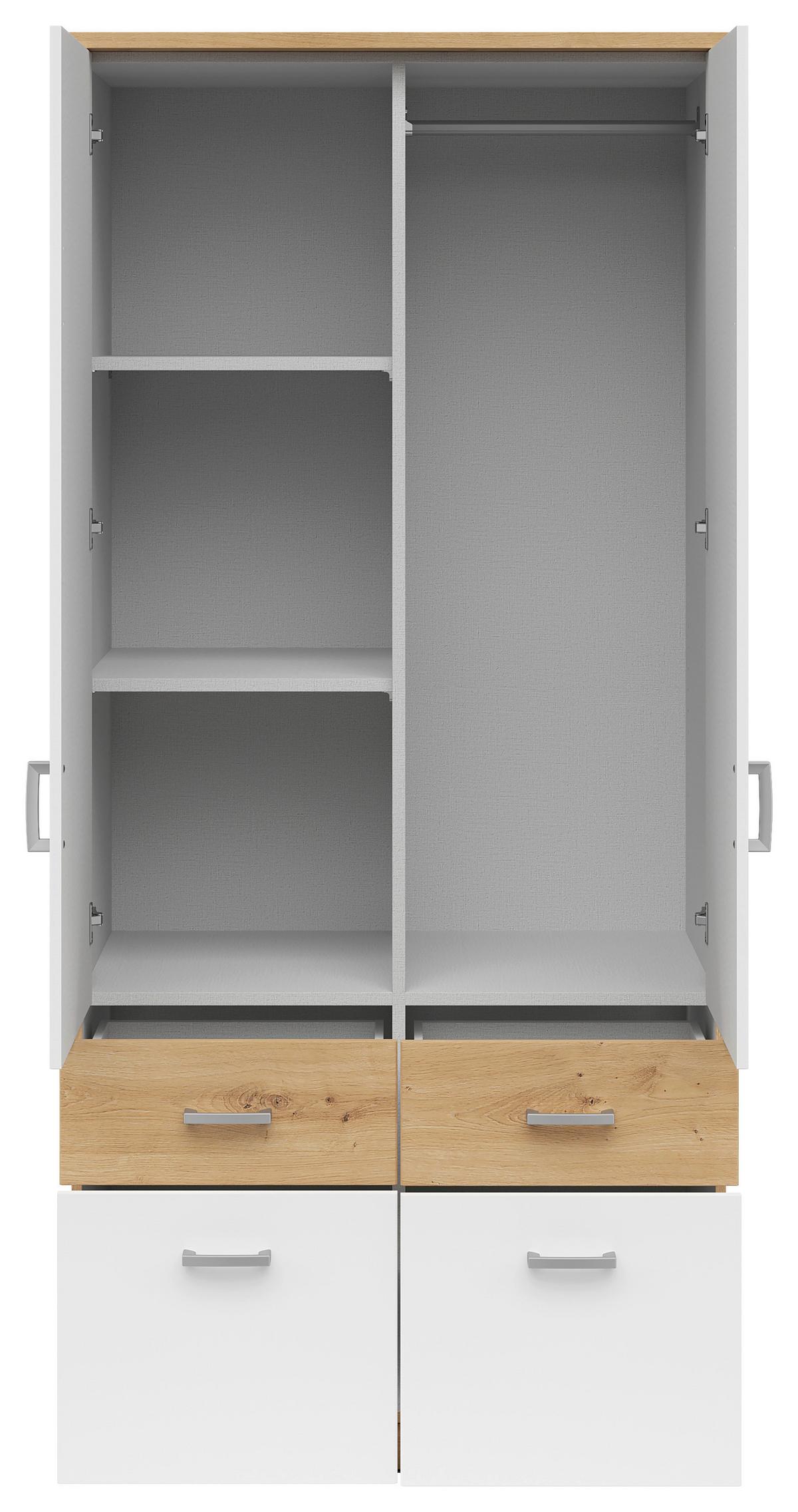 Dulap BRANDO 2 - alb/stejar Artisan, Konventionell, material pe bază de lemn (91/199/58cm)