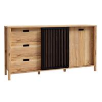 Comodă JYTANA - culoare lemn stejar/negru, Modern, material pe bază de lemn (174,8/91,5/40,2cm) - Premium Living