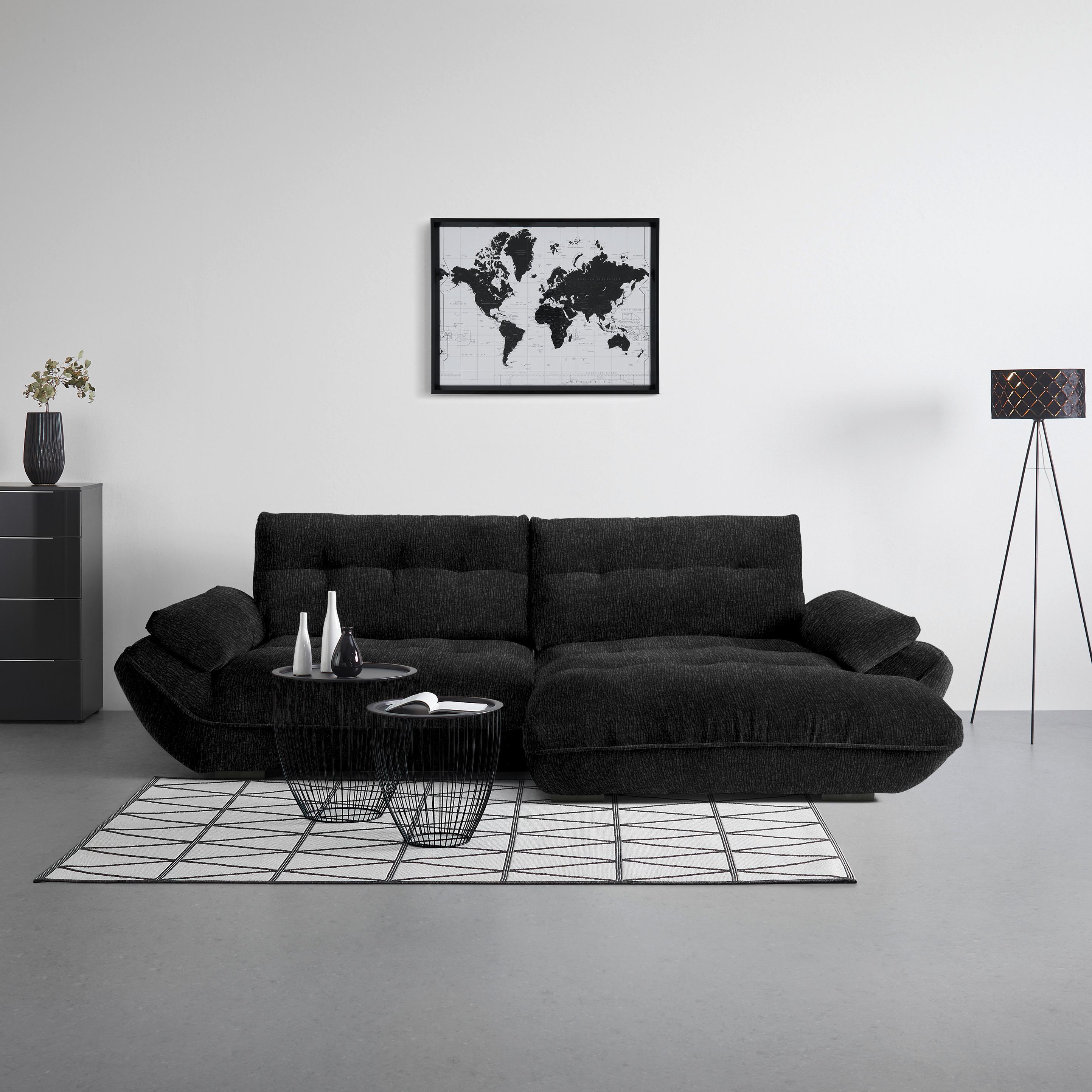 Wohnlandschaft Vivo Schwarz - Schwarz, MODERN, Kunststoff/Textil (317/63/179cm) - Premium Living