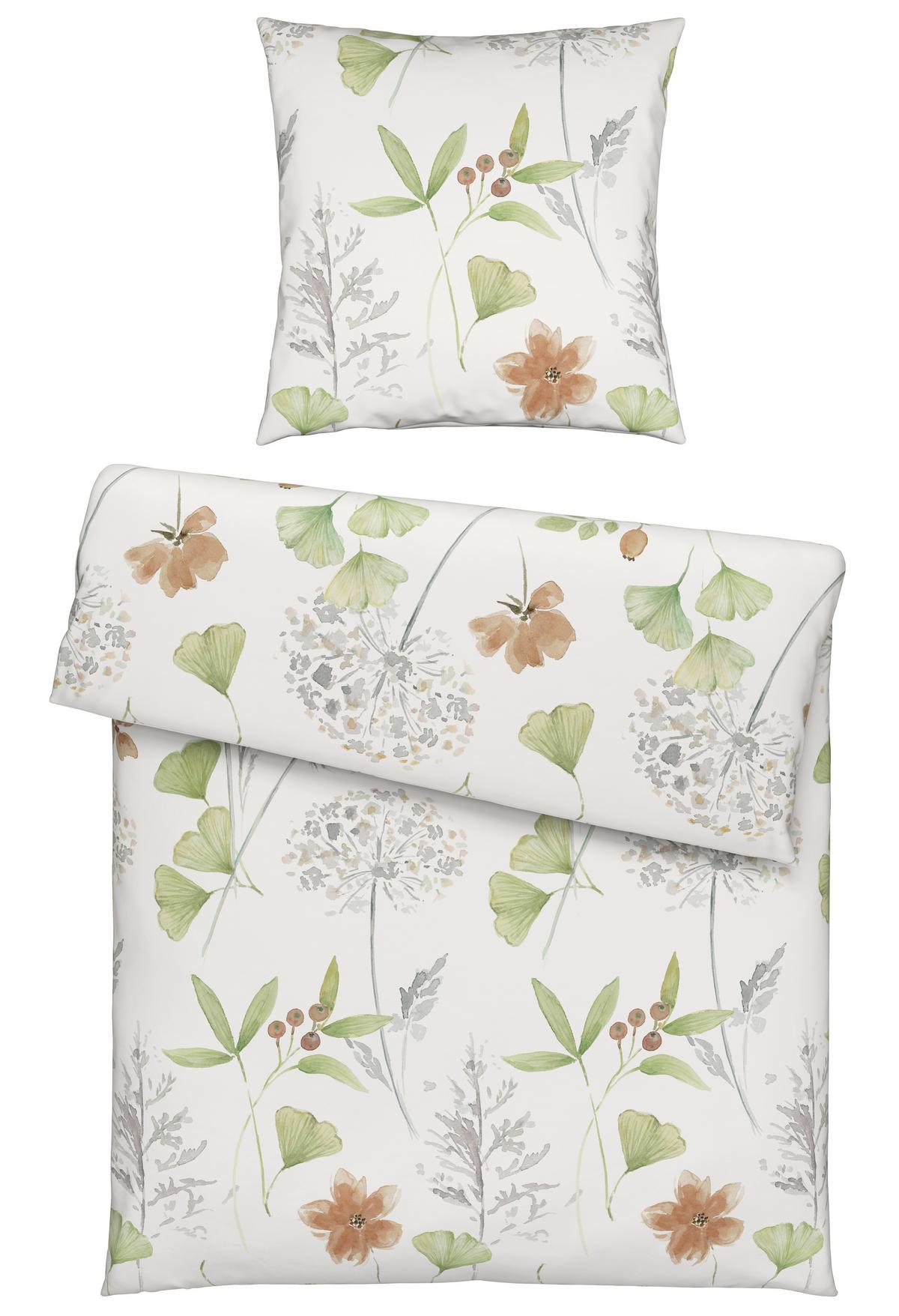 Bettwäsche Bilbao XL Grün/Weiß ca. 155x220cm - Weiß/Grün, LIFESTYLE, Textil (155/220cm) - Modern Living